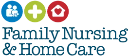 Family nursing and home care logo with icons.