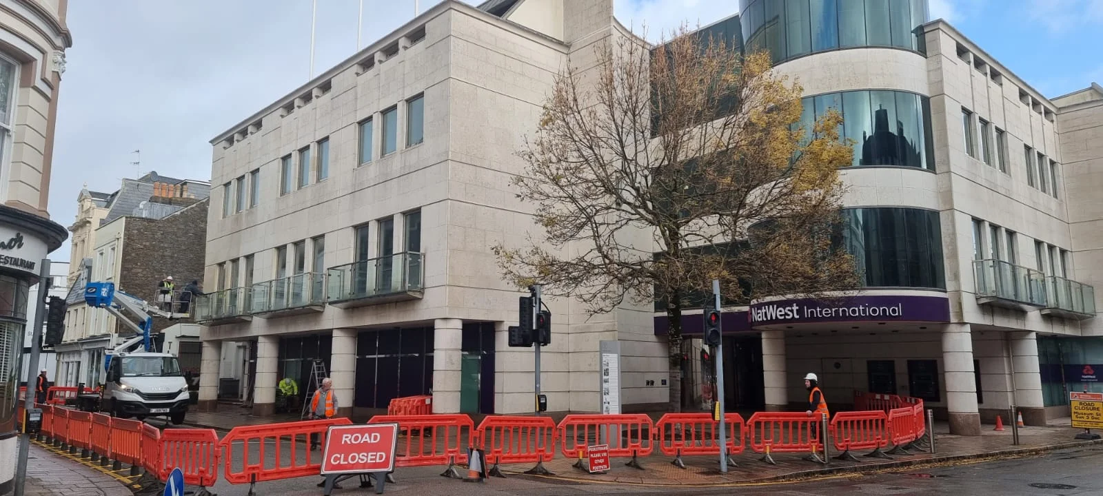 Roadwork outside NatWest International building